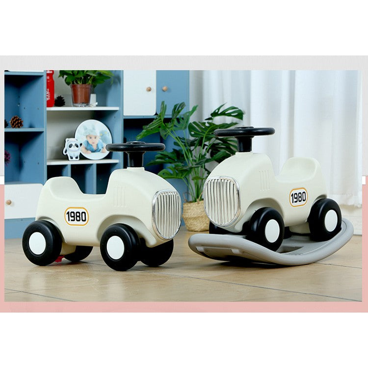 Balansoar 2 in 1 pentru copii Vivimall, masinuta detasabila, varsta peste 1 an, unghi 40 de grade, interior/exterior, volan cu sunete si lumini,