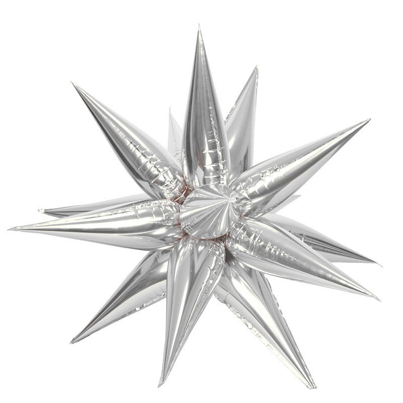 Balon Din Folie Metalizata, Figurina Stea 3D, 66 Cm, Ambalaj Individual, Pai Inclus, Umflare Cu Aer Sau Heliu,