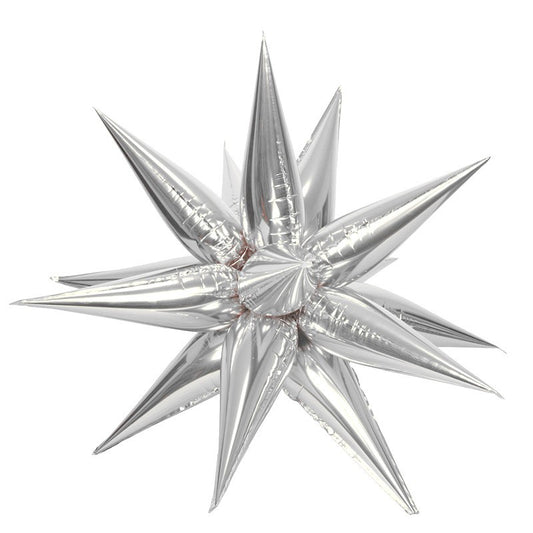 Balon Din Folie Metalizata, Figurina Stea 3D, 66 Cm, Ambalaj Individual, Pai Inclus, Umflare Cu Aer Sau Heliu,