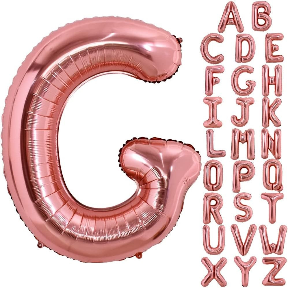 Balon Folie Metalizata Litera G, Vivimall, 100 cm, Umflati cu Heliu sau Aer, Ambalaj Individual, Pai inclus, Rose Gold - vivimall.ro