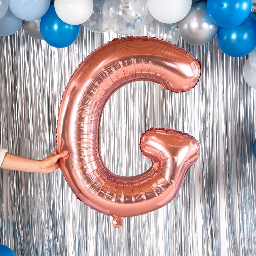 Balon Folie Metalizata Litera G, Vivimall, 100 cm, Umflati cu Heliu sau Aer, Ambalaj Individual, Pai inclus, Rose Gold - vivimall.ro