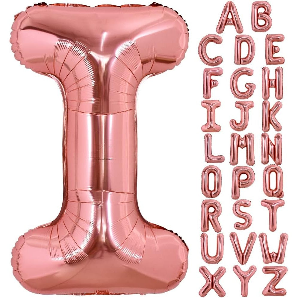 Balon Folie Metalizata Litera I, Vivimall, 100 cm, Umflati cu Heliu sau Aer, Ambalaj Individual, Pai inclus, Rose Gold - vivimall.ro