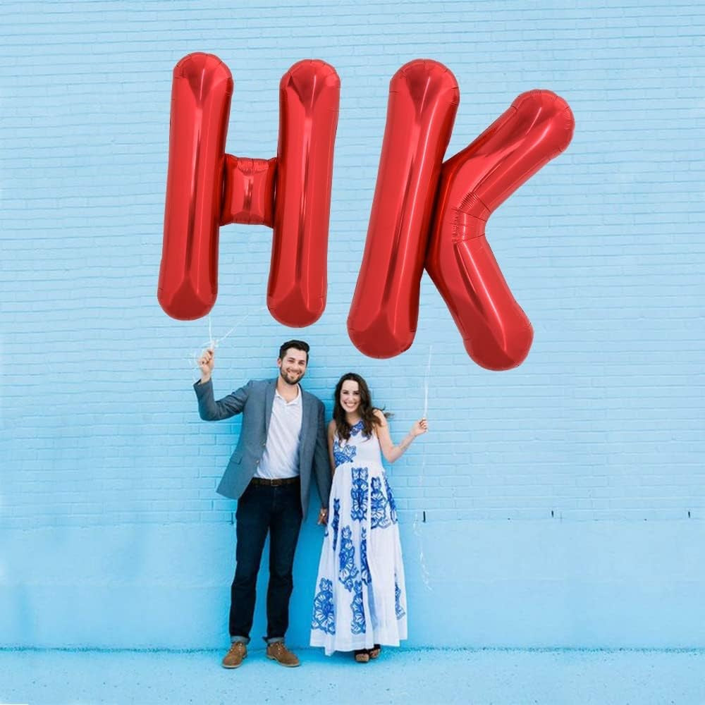 Balon Folie Metalizata Litera K, Vivimall, 40 cm, Umflati cu Heliu sau Aer, Ambalaj Individual, Pai inclus, Rosu - vivimall.ro