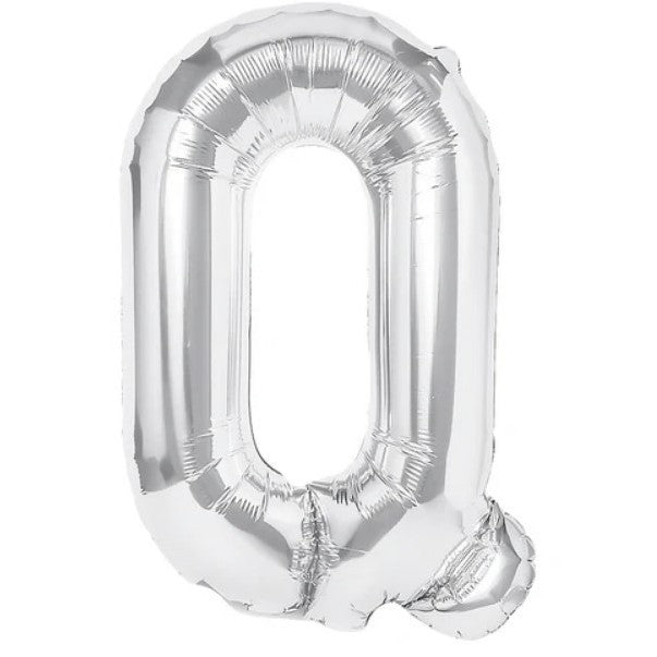 Balon Folie Metalizata Litera Q, Vivimall, 80 cm, Umflati cu Heliu sau Aer, Ambalaj Individual, Pai inclus, Argintiu