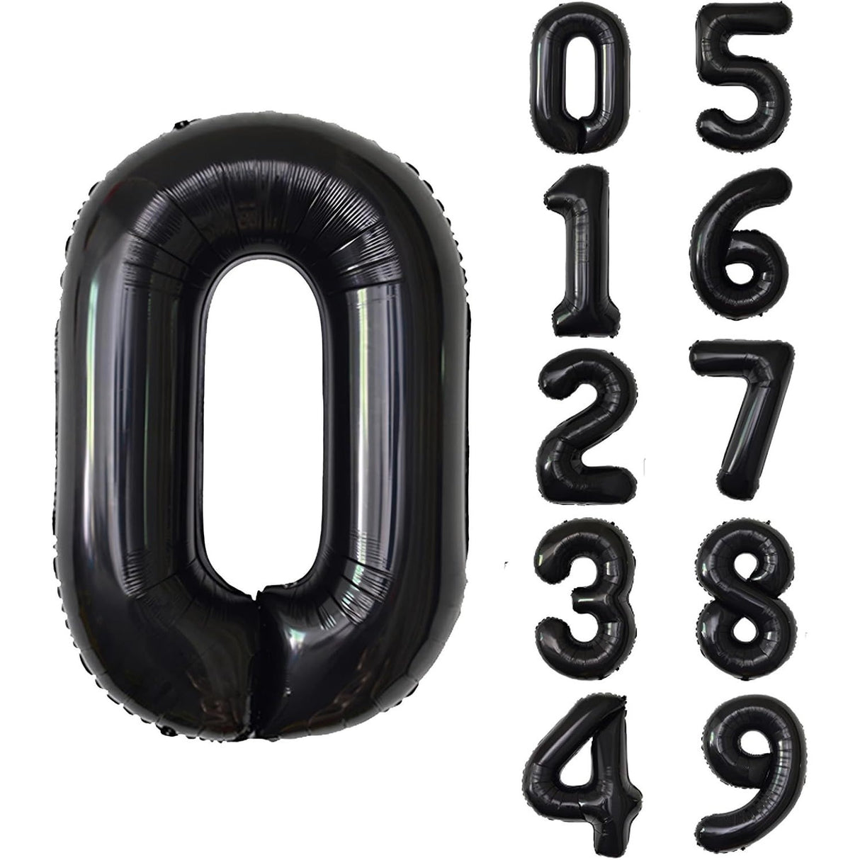Balon din Folie Metalizata, Vivimall, Figurina Cifra, Tema Aniversare 100 cm, Ambalaj Individual, Pai inclus, Umflare cu Aer sau Heliu, Negru, Cifra 0 - vivimall.ro