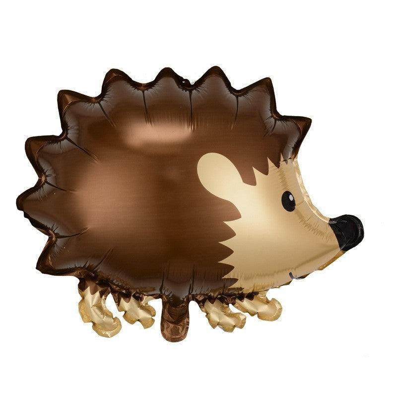 Balon din Folie Metalizata, Vivimall, Figurine Animalute, Model Arici, 49x56 cm, Ambalaj Individual, Pai Inclus, Umflare cu Aer sau Heliu, Maro