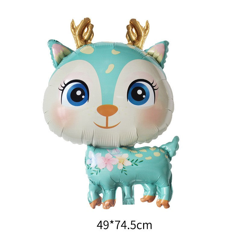Balon Din Folie Metalizata, Mini Figurine, Model Cerb, Tematica Aniversare, Ambalaj Individual, Pai Inclus, Umflare Cu Aer Sau Heliu,
