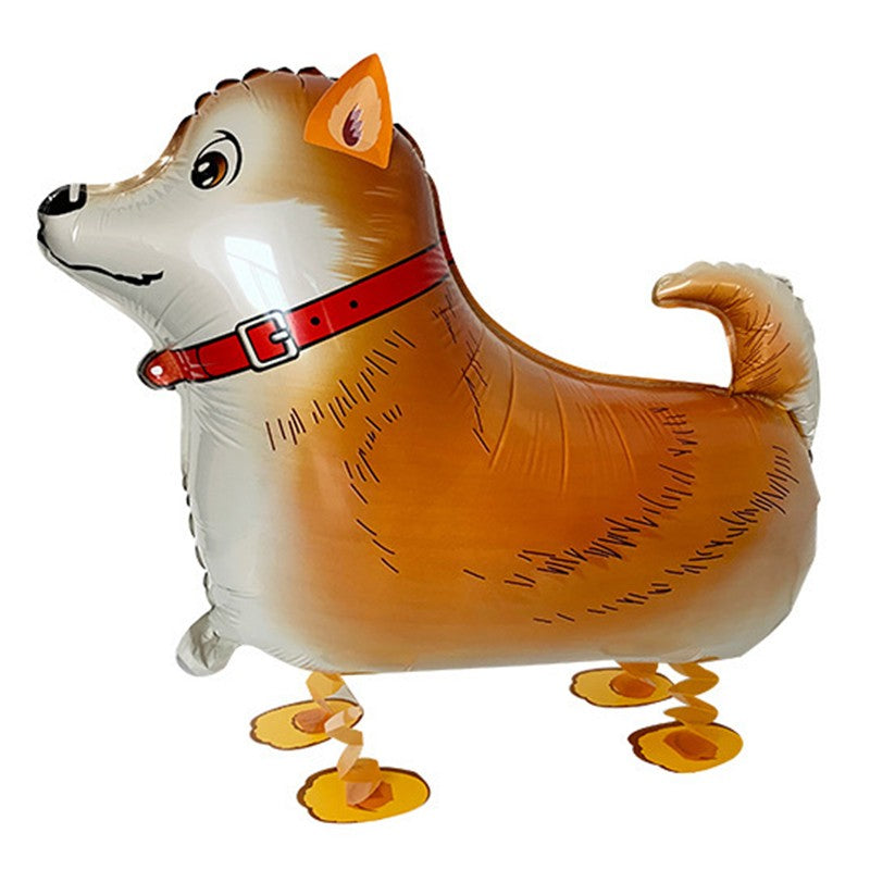 Balon din Folie Metalizata, Vivimall, Figurina Animata, Model Catel, 59x44 cm, Ambalaj Individual, Pai Inclus, Umflare cu Aer sau Heliu, Maro inchis