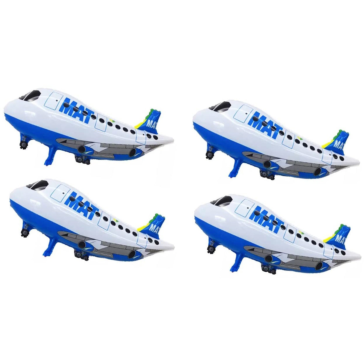 Balon din Folie Metalizata, Vivimall, Figurina Avion, Tema Aeronava, 44x82.5 cm, Ambalaj Individual, Pai Inclus, Umflare cu Aer sau Heliu, Alb