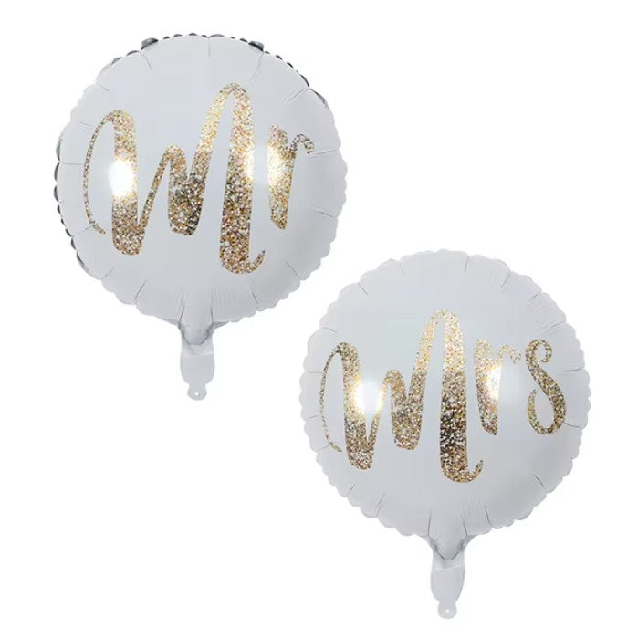 Balon din Folie Metalizata, Flippy, Figurina Cerc, Model MR, Tematica Nunta, 45 cm, Ambalaj Individual, Pai Inclus, Umflare cu Aer sau Heliu, Alb