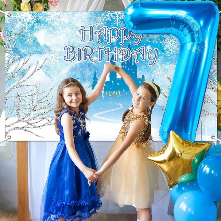 Balon din Folie Metalizata, Vivimall, Figurina Cifra, Tema Aniversare 80 cm, Ambalaj Individual, Pai inclus, Umflare cu Aer sau Heliu, Albastru, Cifra 7 - vivimall.ro