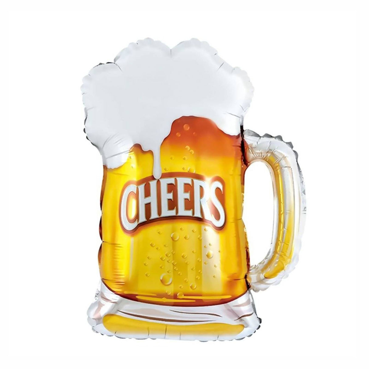 Balon din Folie Metalizata, Vivimall, Figurina Halba de Bere, Model Cheers, Tematica Petrecere, 58x73 cm, Ambalaj Individual, Pai Inclus, Umflare cu Aer sau Heliu, Galben