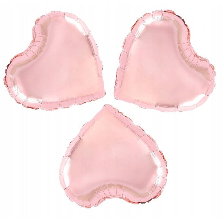 Balon din Folie Metalizata, Flippy, Figurina Inimioara, Model Simplu, Tematica Iubire, 40 cm, Ambalaj Individual, Pai Inclus, Umflare cu Aer sau Heliu, Rose