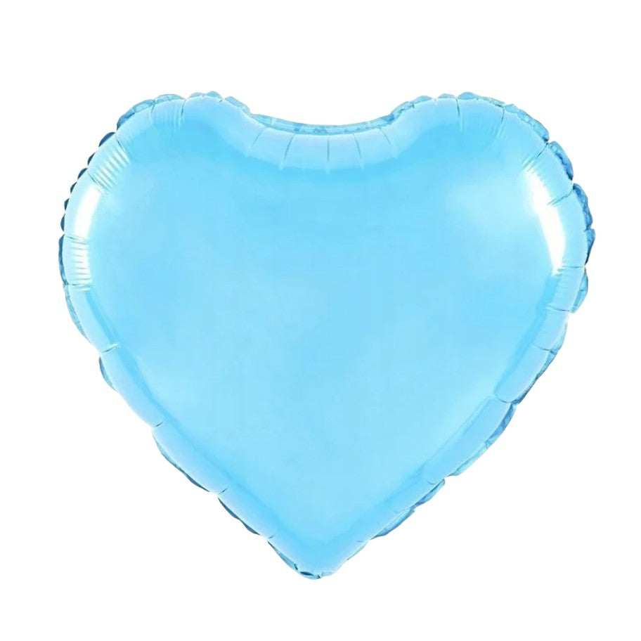 Balon din Folie Metalizata, Flippy, Figurina Inimioara, Model Simplu, Tematica Iubire, 40 cm, Ambalaj Individual, Pai Inclus, Umflare cu Aer sau Heliu, Bleu