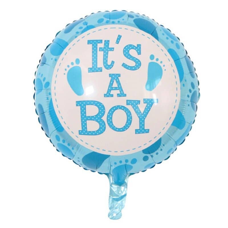 Balon din Folie Metalizata, Vivimall, Figurina Rotunda, Model It's a Boy, Tema Gender Reveal, 45 cm, Ambalaj Individual, Pai Inclus, Umflare cu Aer sau Heliu, Albastru - vivimall.ro