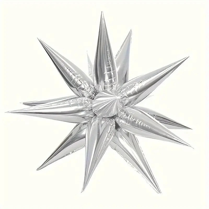 Balon Din Folie Metalizata, Figurina Stea 3D, 66 Cm, Ambalaj Individual, Pai Inclus, Umflare Cu Aer Sau Heliu,