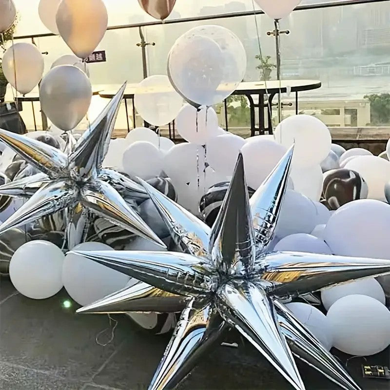 Balon Din Folie Metalizata, Figurina Stea 3D, 66 Cm, Ambalaj Individual, Pai Inclus, Umflare Cu Aer Sau Heliu,