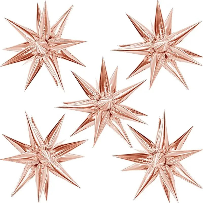 Balon Din Folie Metalizata, Figurina Stea 3D, 66 Cm, Ambalaj Individual, Pai Inclus, Umflare Cu Aer Sau Heliu,