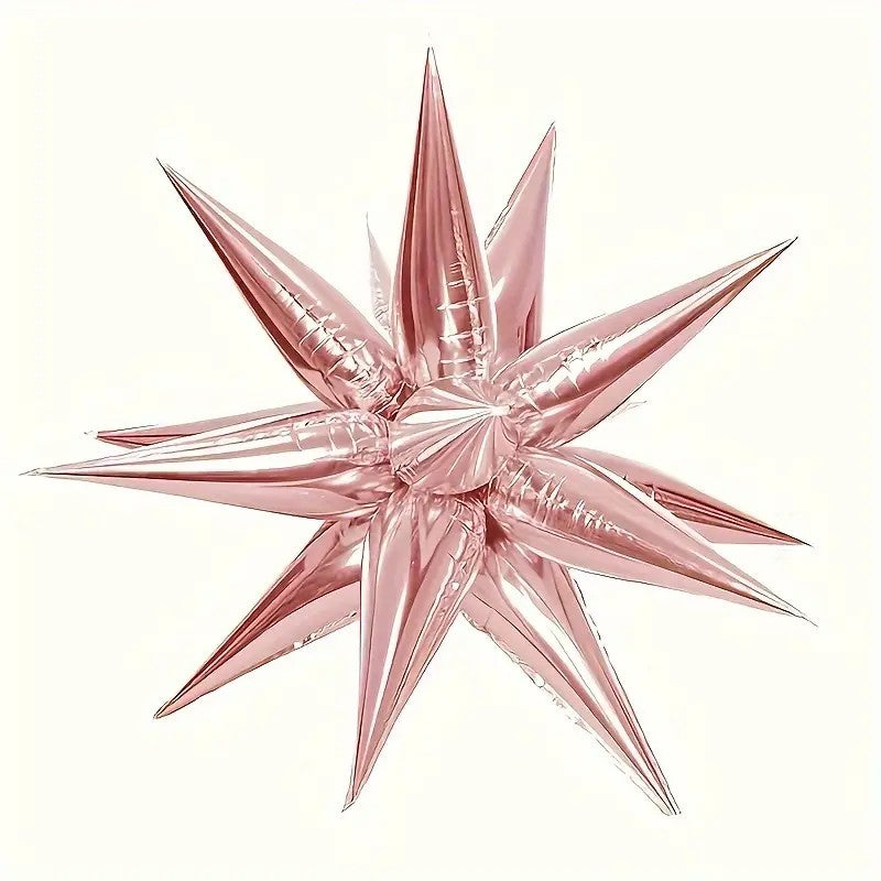 Balon Din Folie Metalizata, Figurina Stea 3D, 66 Cm, Ambalaj Individual, Pai Inclus, Umflare Cu Aer Sau Heliu,