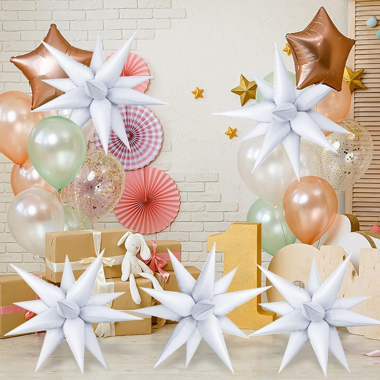 Balon Din Folie Metalizata, Figurina Stea 3D, 66 Cm, Ambalaj Individual, Pai Inclus, Umflare Cu Aer Sau Heliu,