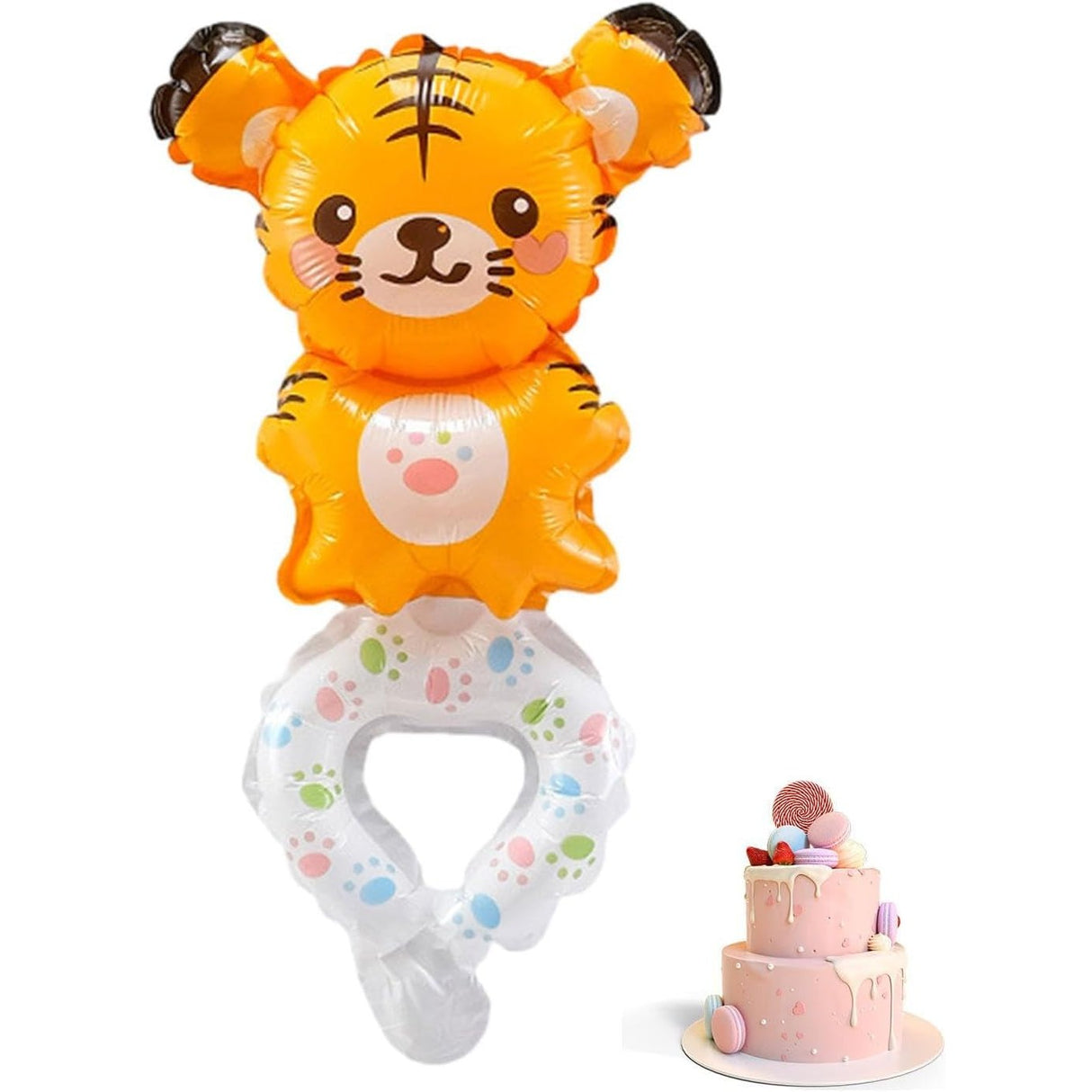 Balon Tigru din folie de aluminiu Vivimall, formă brățară, dimensiuni 17x34 cm, maro
