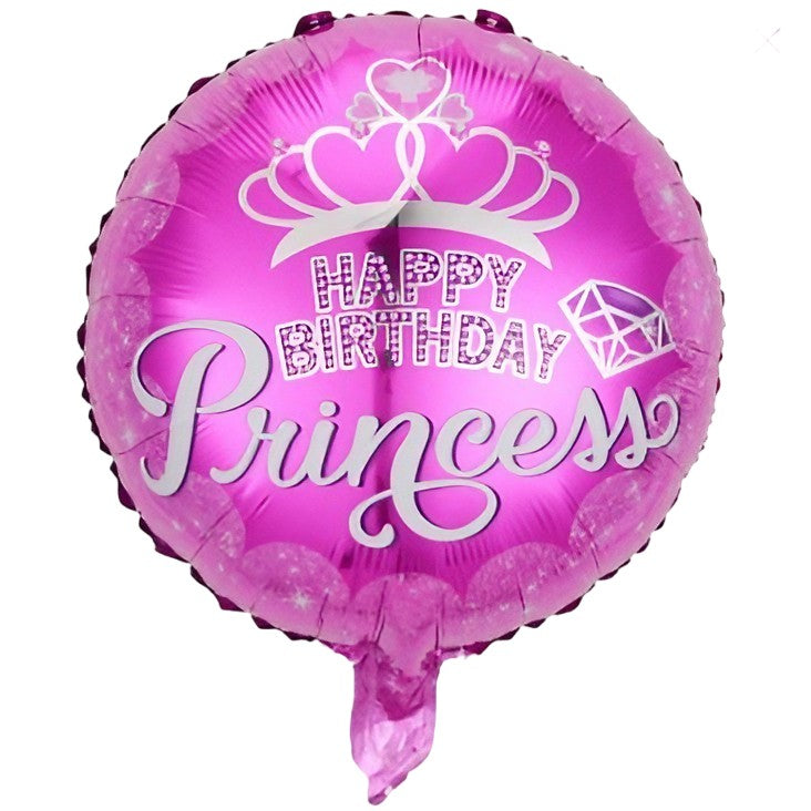 Balon din Folie Metalizata, Flippy, Figurine, Model Princess, Happy Birthday, Tematica Aniversare, 45 cm, Ambalaj Individual, Pai Inclus, Umflare cu Aer sau Heliu, Multicolor
