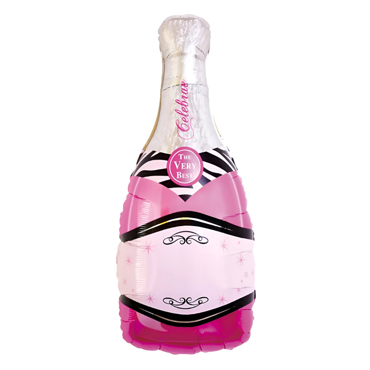 Balon Din Folie Metalizata, Figurine, Model Sticla De Sampanie, Ambalaj Individual, Pai Inclus, Umflare Cu Aer Sau Heliu,