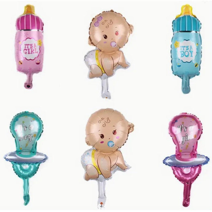 Balon din Folie Metalizata, Vivimall, Mini Figurina Biberon, Model It's a Girl, Tematica Gender Reveal, 44x20 cm, Ambalaj Individual, Pai Inclus, Umflare cu Aer sau Heliu, Roz - vivimall.ro