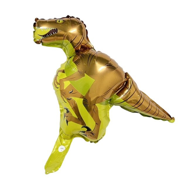 Balon din Folie Metalizata, Flippy, Mini Figurine Dinozauri, Model Velociraptor, Tematica Aniversare, 48x43 cm, Ambalaj Individual, Pai Inclus, Umflare cu Aer sau Heliu, Multicolor