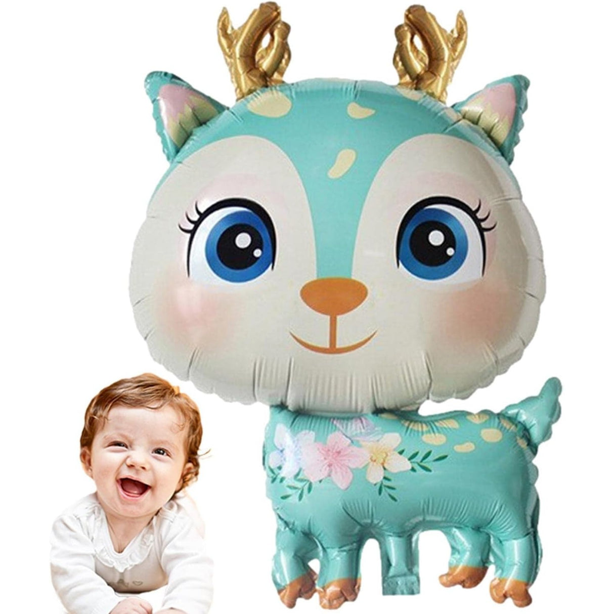 Balon Din Folie Metalizata, Mini Figurine, Model Cerb, Tematica Aniversare, Ambalaj Individual, Pai Inclus, Umflare Cu Aer Sau Heliu,