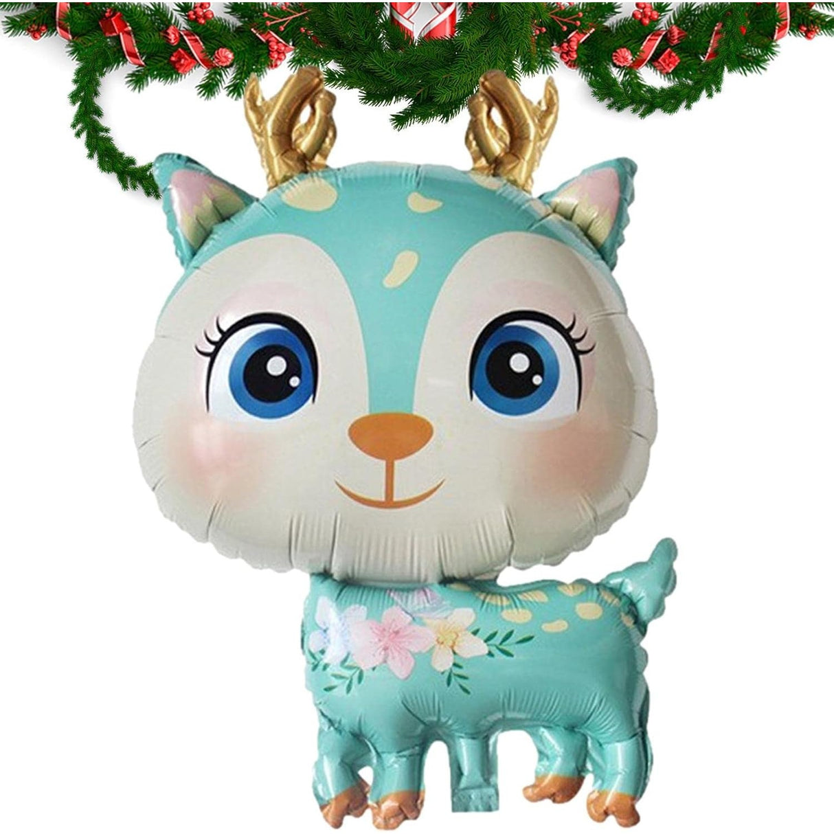 Balon Din Folie Metalizata, Mini Figurine, Model Cerb, Tematica Aniversare, Ambalaj Individual, Pai Inclus, Umflare Cu Aer Sau Heliu,