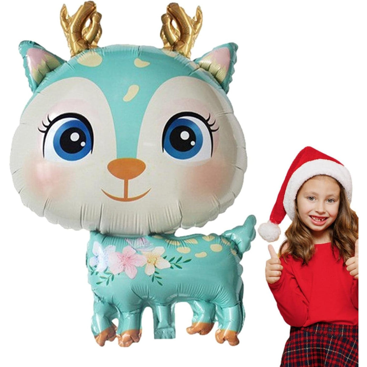 Balon Din Folie Metalizata, Mini Figurine, Model Cerb, Tematica Aniversare, Ambalaj Individual, Pai Inclus, Umflare Cu Aer Sau Heliu,