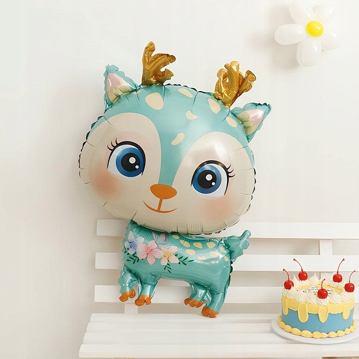 Balon Din Folie Metalizata, Mini Figurine, Model Cerb, Tematica Aniversare, Ambalaj Individual, Pai Inclus, Umflare Cu Aer Sau Heliu,