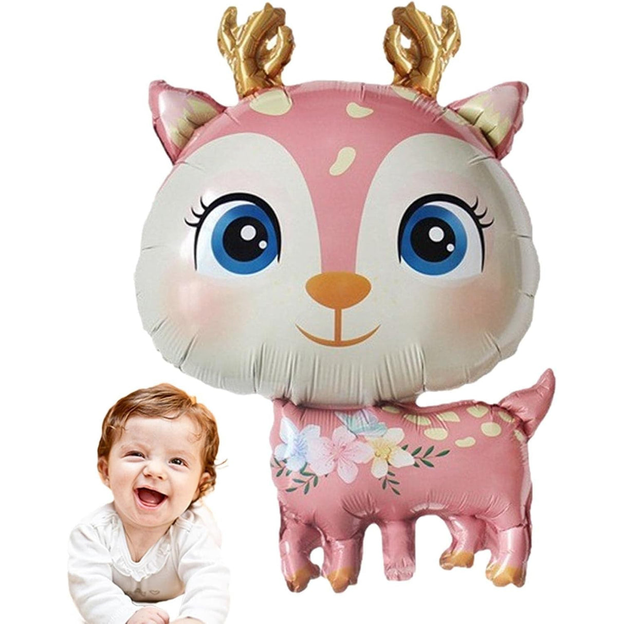 Balon Din Folie Metalizata, Mini Figurine, Model Cerb, Tematica Aniversare, Ambalaj Individual, Pai Inclus, Umflare Cu Aer Sau Heliu,