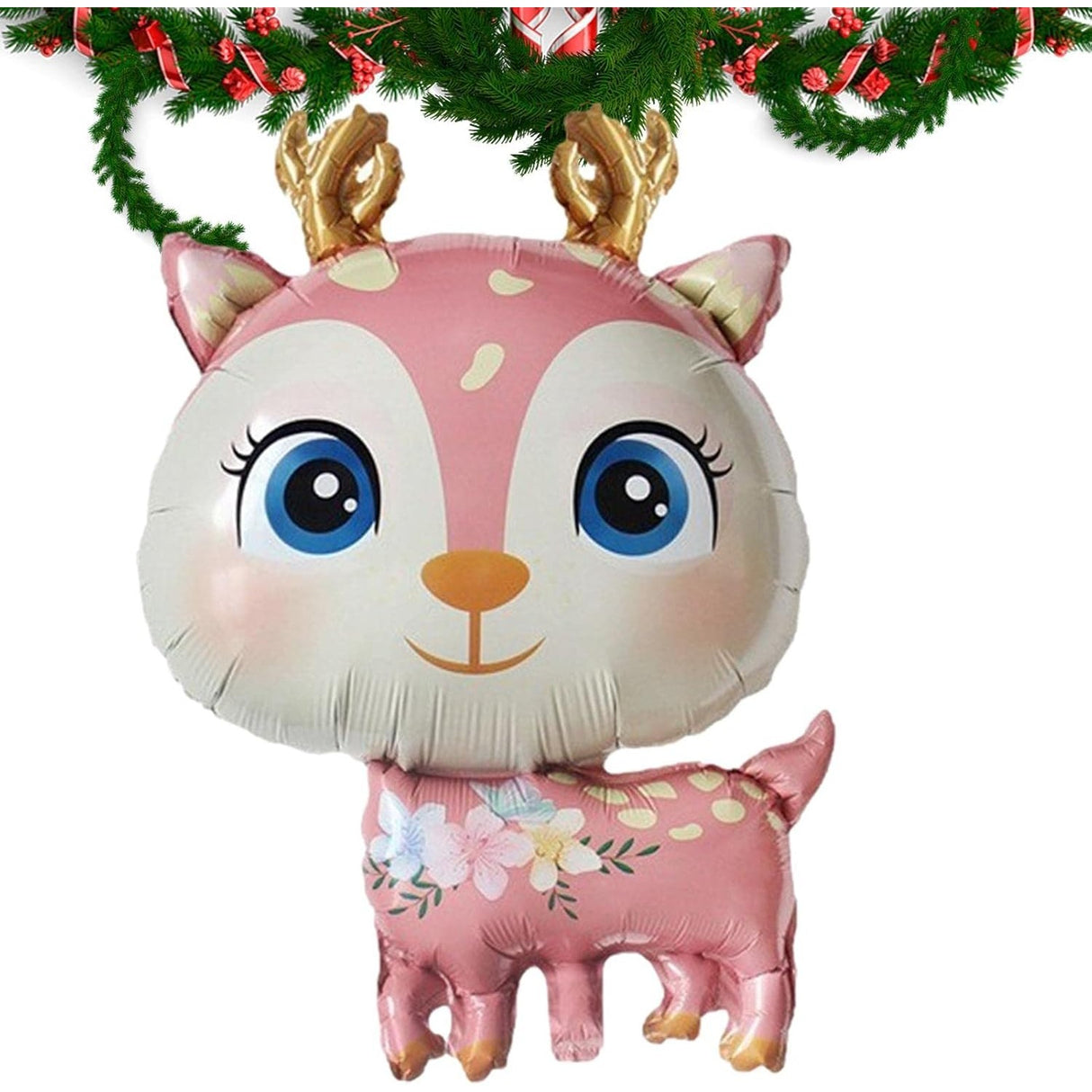 Balon Din Folie Metalizata, Mini Figurine, Model Cerb, Tematica Aniversare, Ambalaj Individual, Pai Inclus, Umflare Cu Aer Sau Heliu,