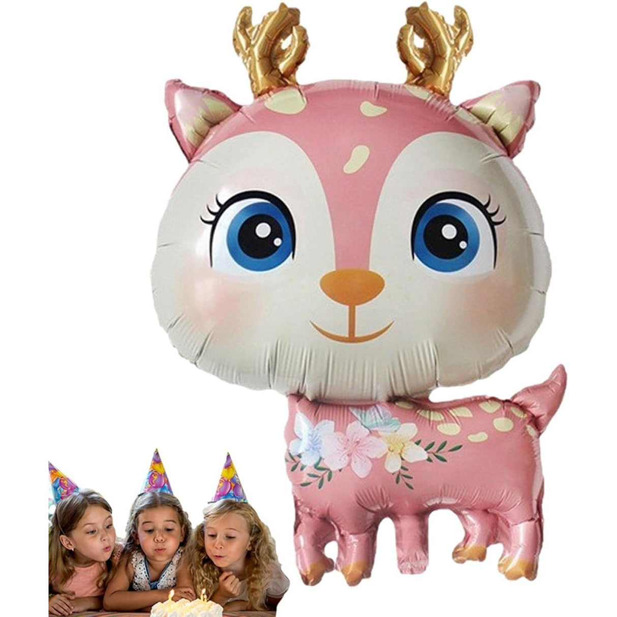 Balon Din Folie Metalizata, Mini Figurine, Model Cerb, Tematica Aniversare, Ambalaj Individual, Pai Inclus, Umflare Cu Aer Sau Heliu,