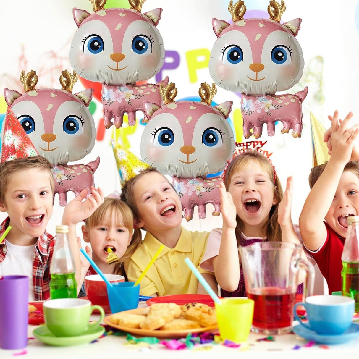 Balon Din Folie Metalizata, Mini Figurine, Model Cerb, Tematica Aniversare, Ambalaj Individual, Pai Inclus, Umflare Cu Aer Sau Heliu,