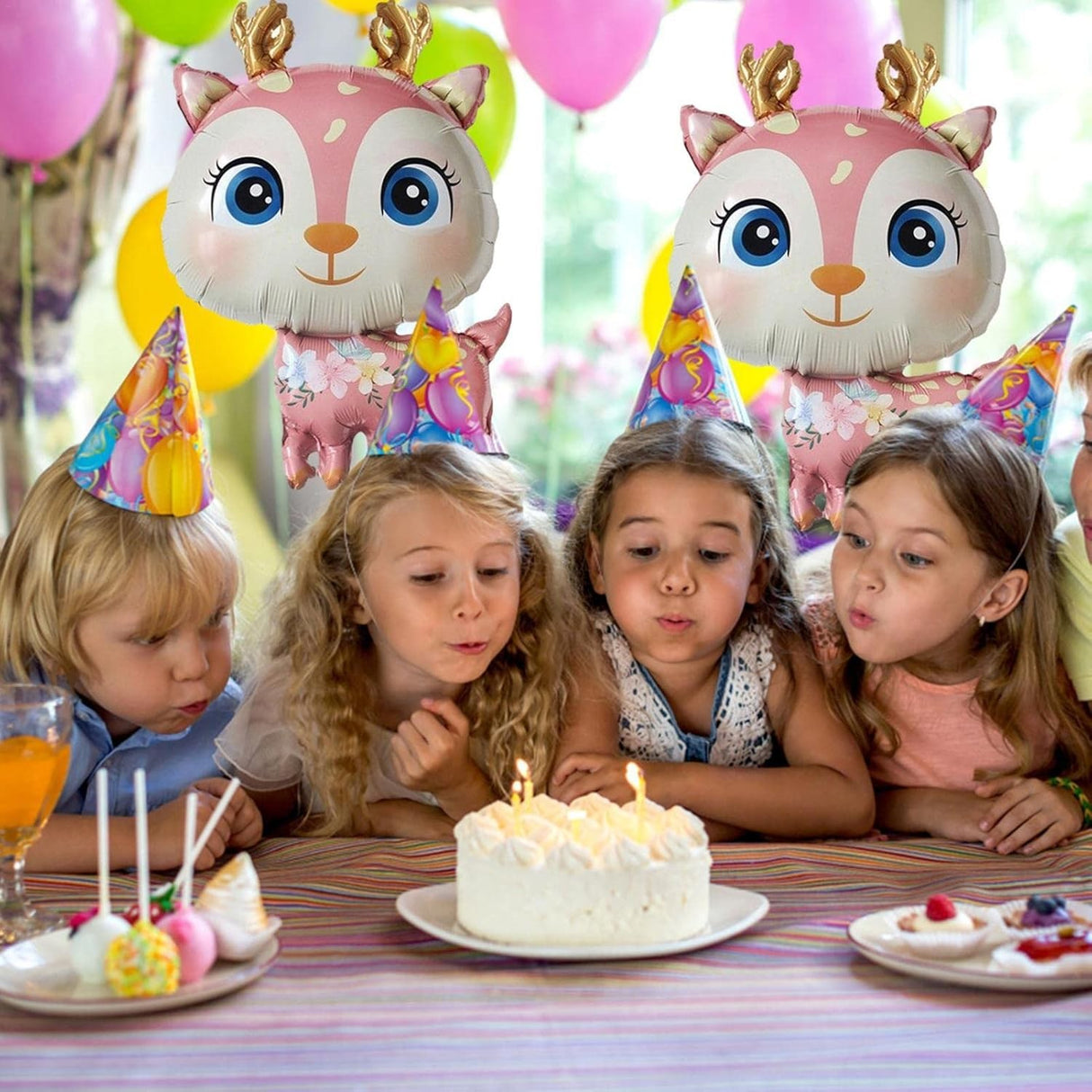 Balon Din Folie Metalizata, Mini Figurine, Model Cerb, Tematica Aniversare, Ambalaj Individual, Pai Inclus, Umflare Cu Aer Sau Heliu,