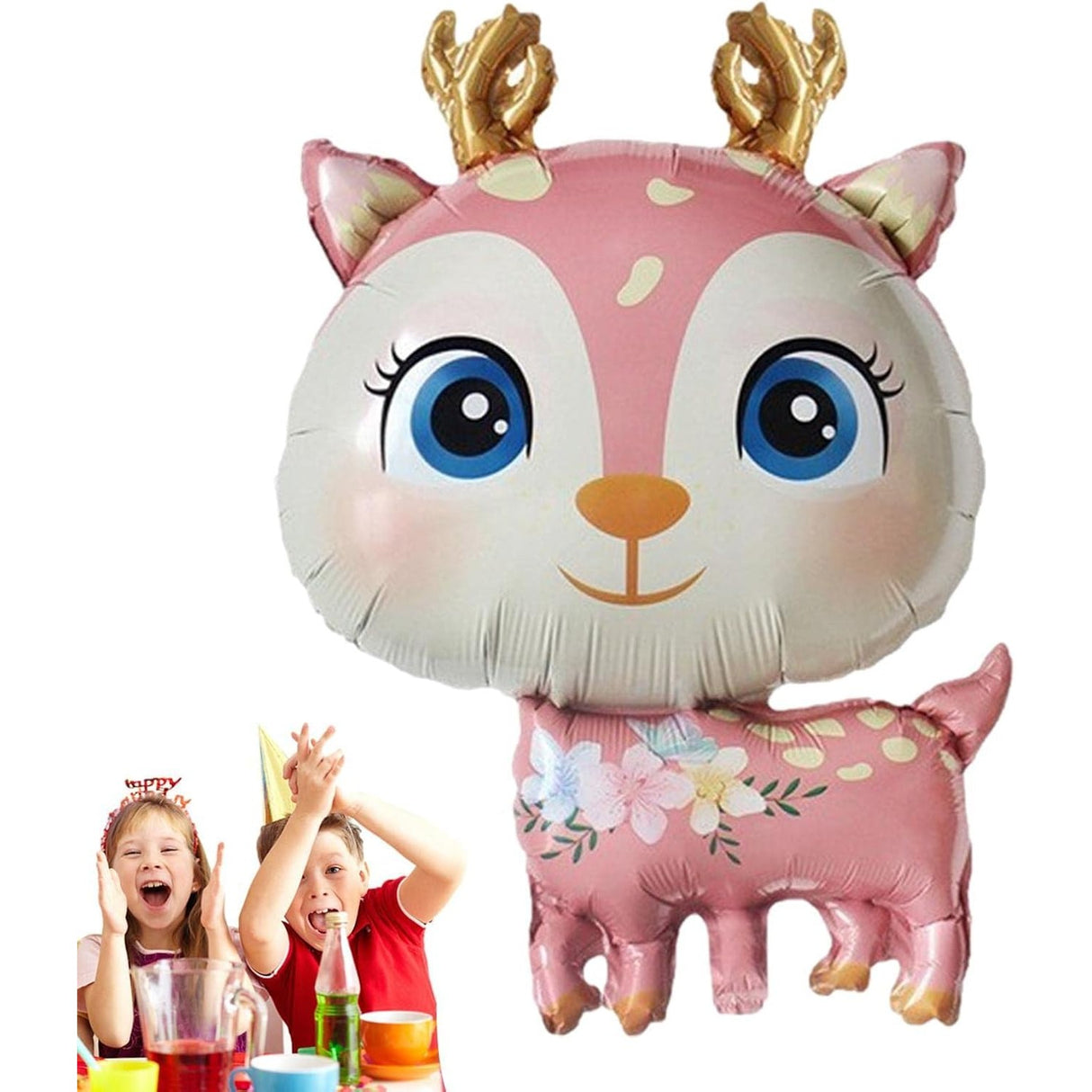 Balon Din Folie Metalizata, Mini Figurine, Model Cerb, Tematica Aniversare, Ambalaj Individual, Pai Inclus, Umflare Cu Aer Sau Heliu,