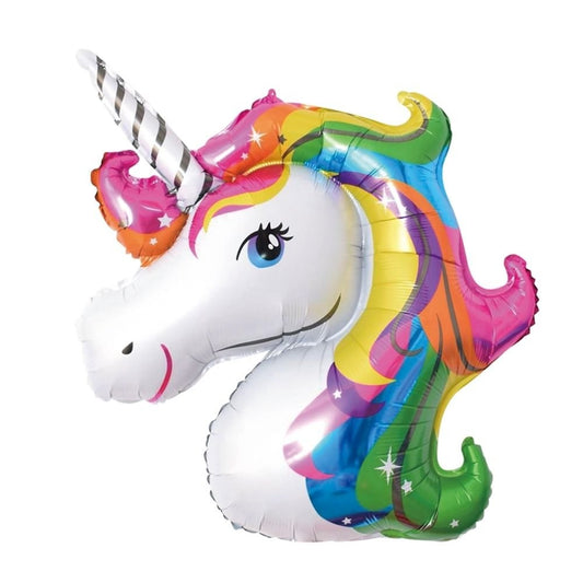 Balon Din Folie Metalizata, Mini Figurine, Model Unicorn, Tematica Aniversare, Ambalaj Individual, Pai Inclus, Umflare Cu Aer Sau Heliu,
