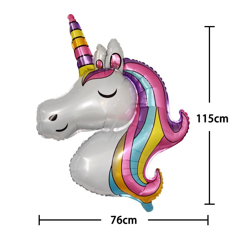 Balon din Folie Metalizata, Vivimall, Mini Figurine, Model Unicorn, Tematica Aniversare, 115x76 cm, Ambalaj Individual, Pai Inclus, Umflare cu Aer sau Heliu, Multicolor