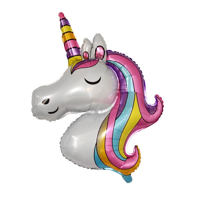 Balon din Folie Metalizata, Vivimall, Mini Figurine, Model Unicorn, Tematica Aniversare, 115x76 cm, Ambalaj Individual, Pai Inclus, Umflare cu Aer sau Heliu, Multicolor