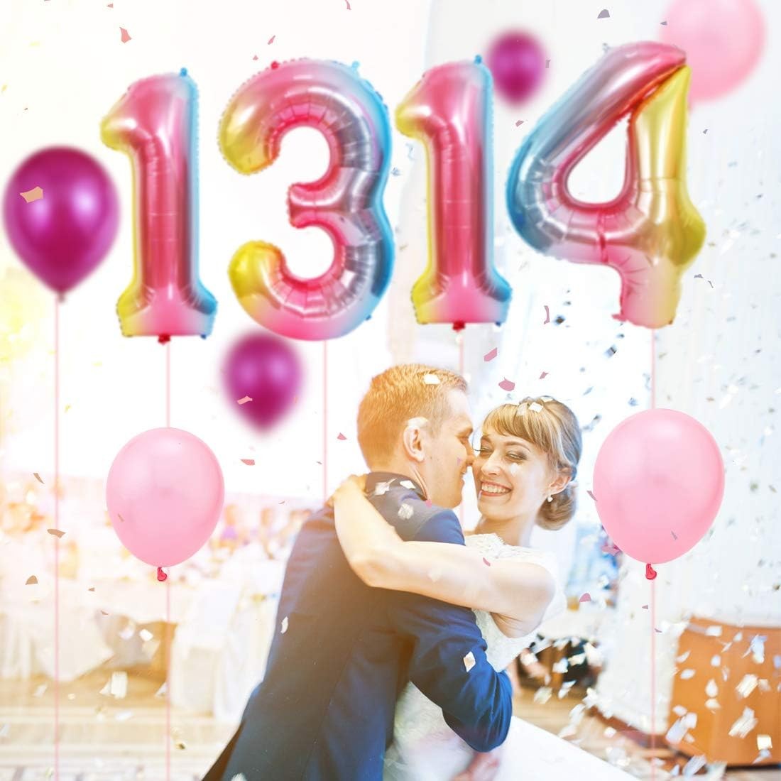 Balon din Folie Metalizata Gradient Vivimall, Figurina Cifra, Tema Aniversare 100 cm, Ambalaj Individual, Pai inclus, Umflare cu Aer sau Heliu, Multicolor, Cifra 4