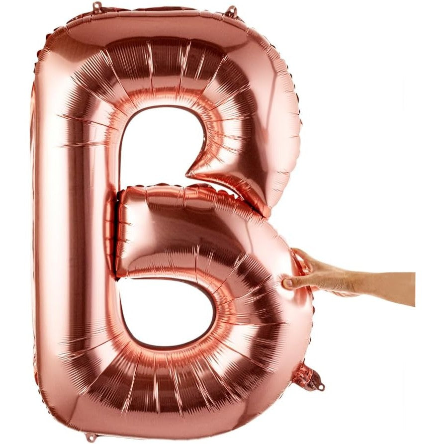 Balon Folie Metalizata Litera B, Vivimall, 80 cm, Umflati cu Heliu sau Aer, Ambalaj Individual, Pai inclus, Rose Gold - vivimall.ro