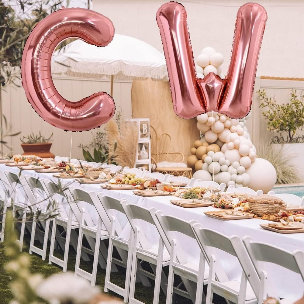 Balon Folie Metalizata Litera C, Vivimall, 80 cm, Umflati cu Heliu sau Aer, Ambalaj Individual, Pai inclus, Rose Gold - vivimall.ro