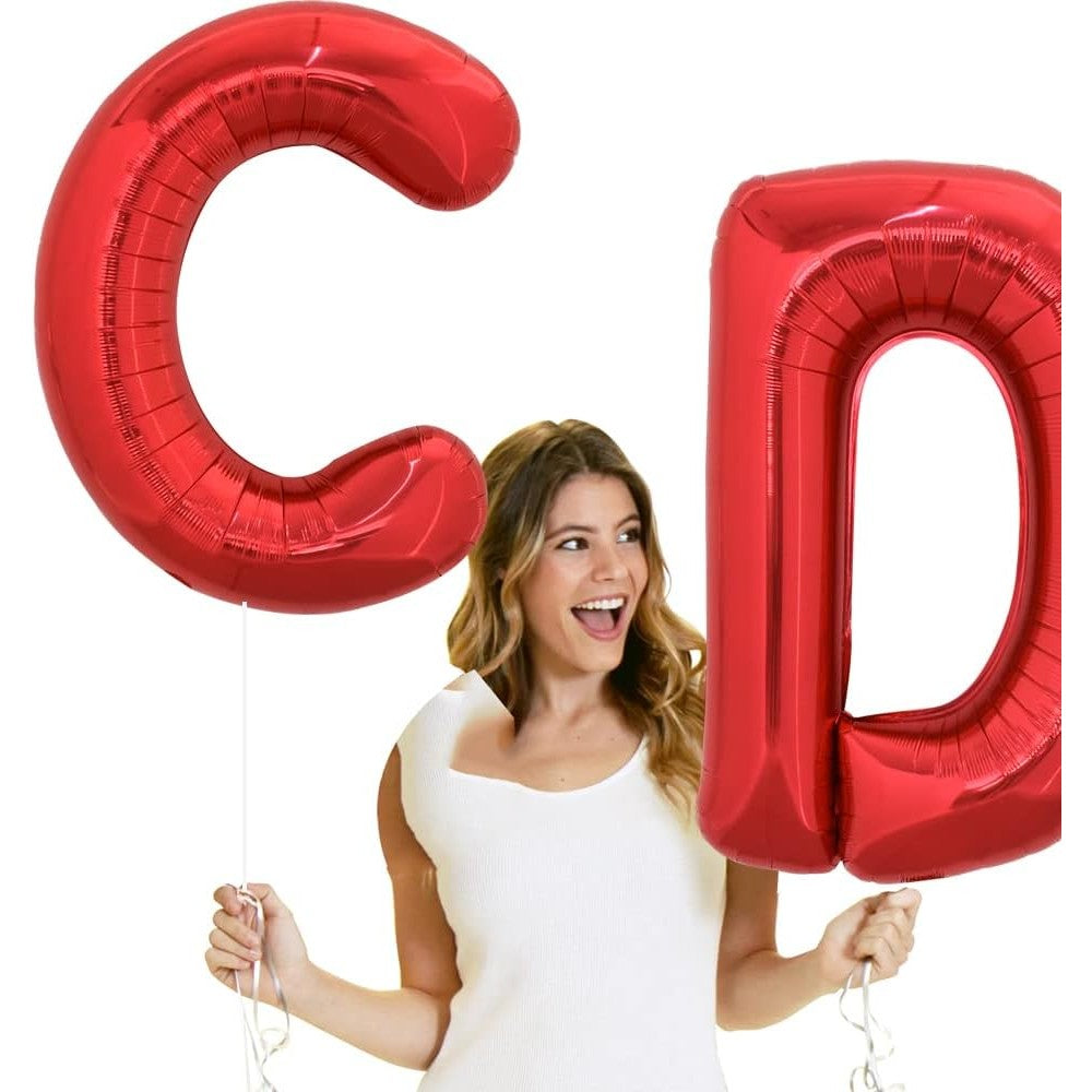 Balon Folie Metalizata Litera D, Vivimall, 40 cm, Umflati cu Heliu sau Aer, Ambalaj Individual, Pai inclus, Rosu - vivimall.ro
