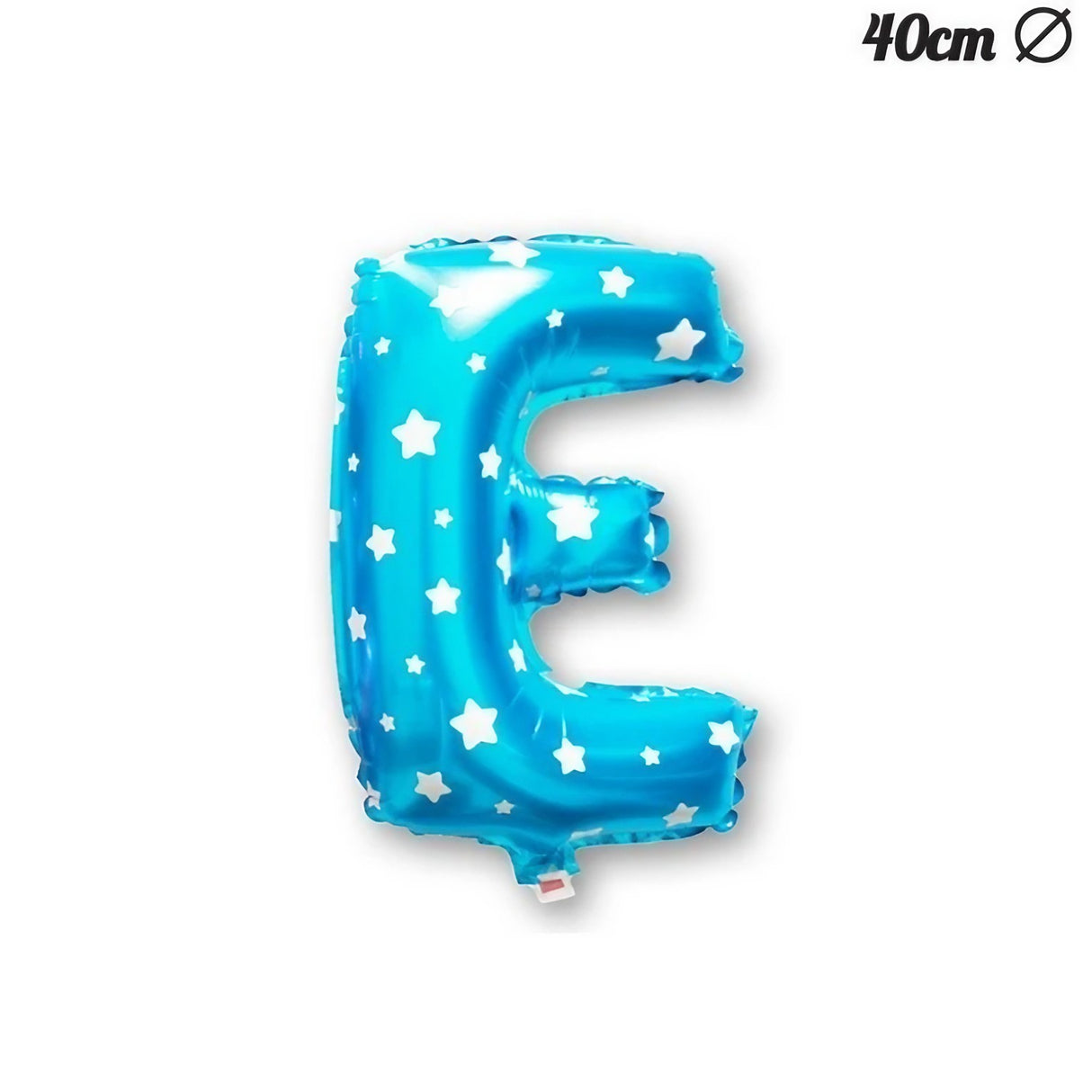 Balon Folie Metalizata Litera E, Vivimall, 40 cm, Cu Imprimeu Stelute, Umflati cu Heliu sau Aer, Ambalaj Individual, Pai inclus, Albastru - vivimall.ro
