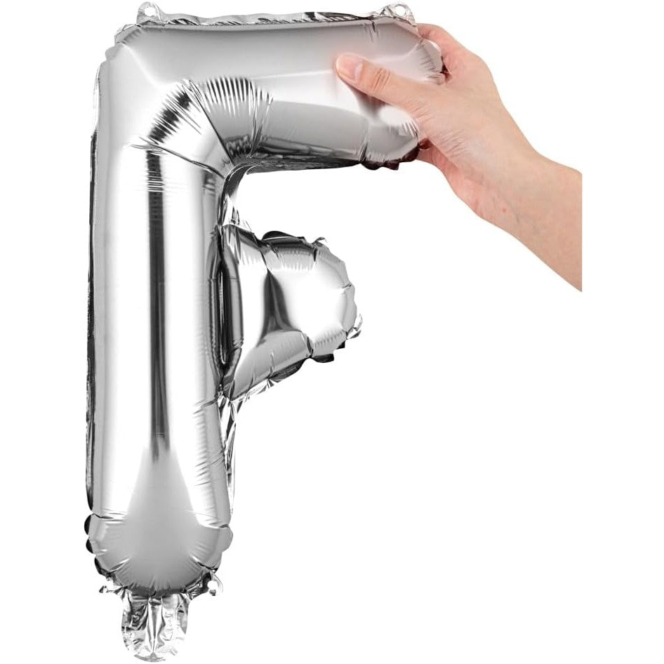 Balon Folie Metalizata Litera F, Vivimall, 80 cm, Umflati cu Heliu sau Aer, Ambalaj Individual, Pai inclus, Argintiu - vivimall.ro