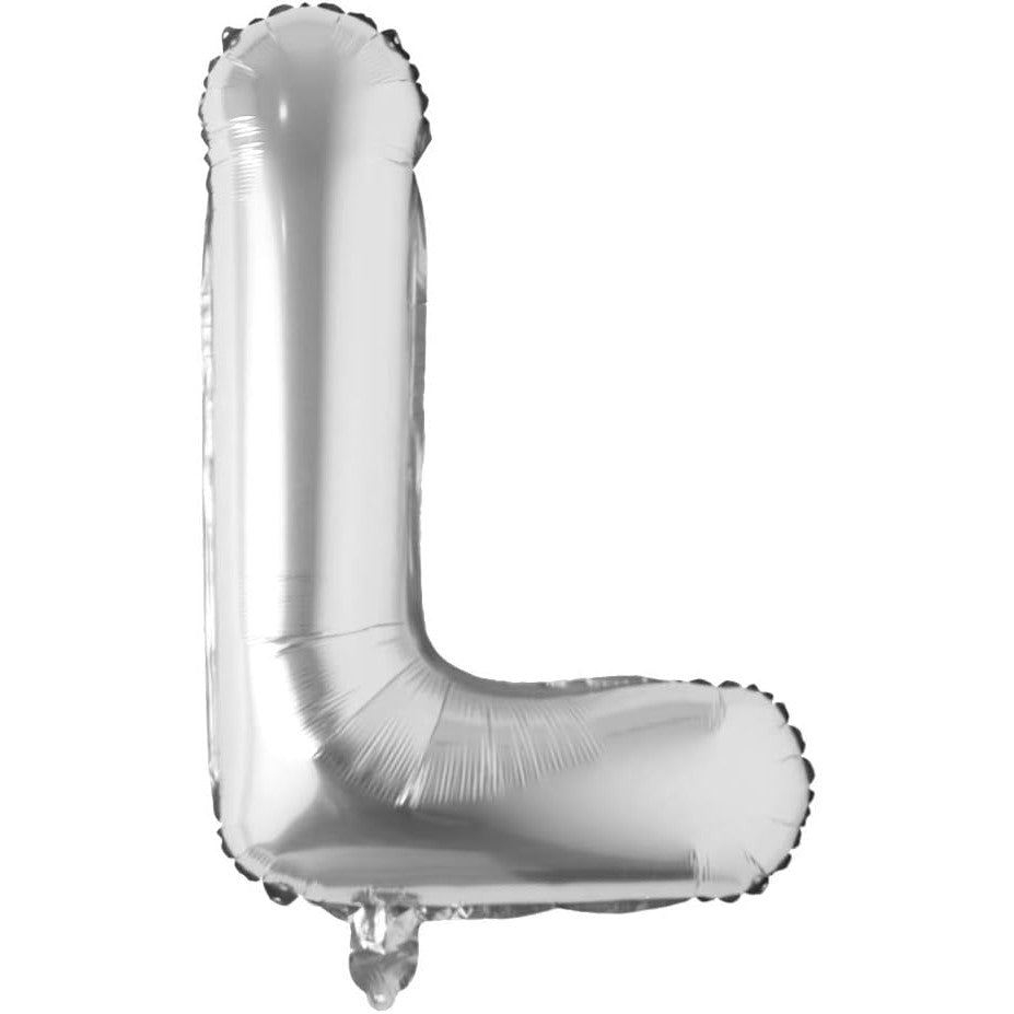 Balon Folie Metalizata Litera L, Vivimall, 80 cm, Umflati cu Heliu sau Aer, Ambalaj Individual, Pai inclus, Argintiu - vivimall.ro