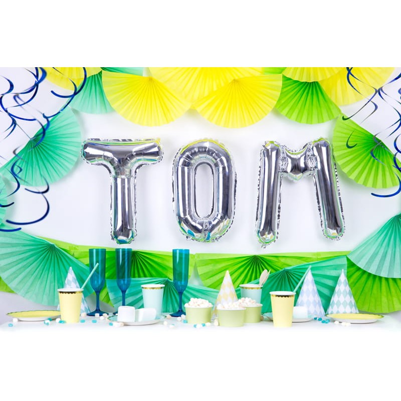 Balon Folie Metalizata Litera M, Vivimall, 80 cm, Umflati cu Heliu sau Aer, Ambalaj Individual, Pai inclus, Argintiu - vivimall.ro